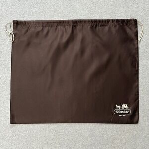 Coach Large Brown Satin Drawstring Dust Bag White Horse Carriage Logo 24x18